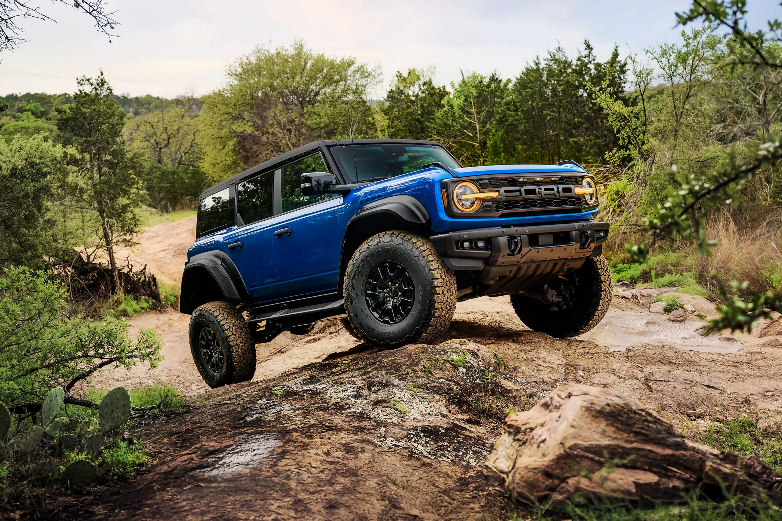 A 2026 Ford Bronco Raptor on a rocky trail