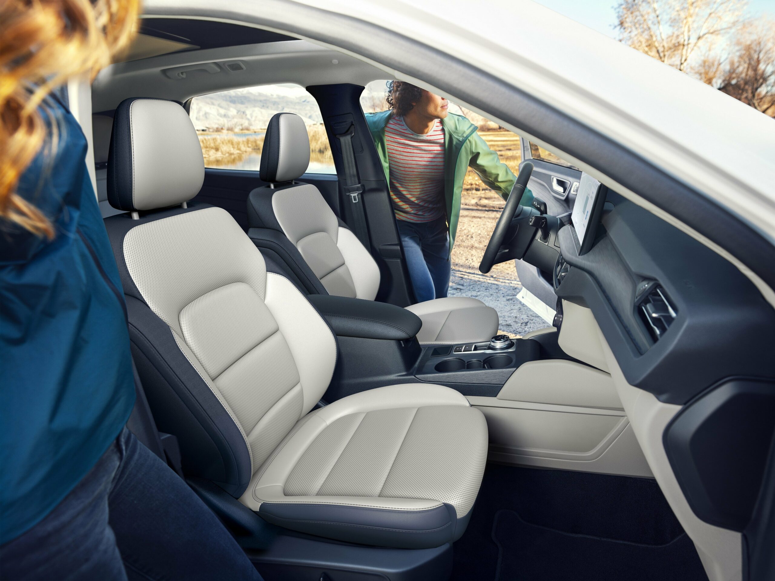 The light-trimmed front seats of a 2026 Ford Escape